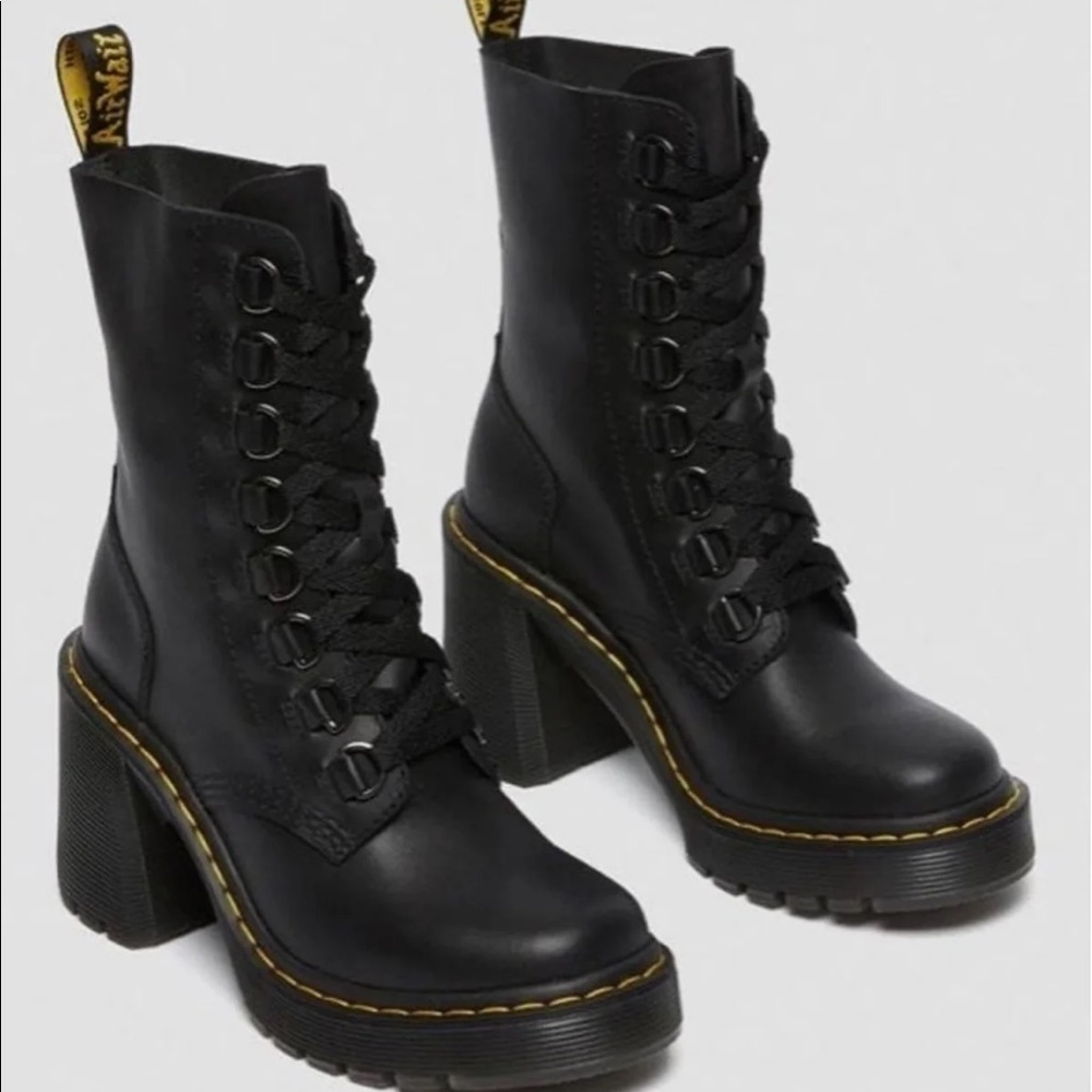 Brand new dr martens boots. CHESNEY LEATHER FLARED HEEL LACE UP BOOTS